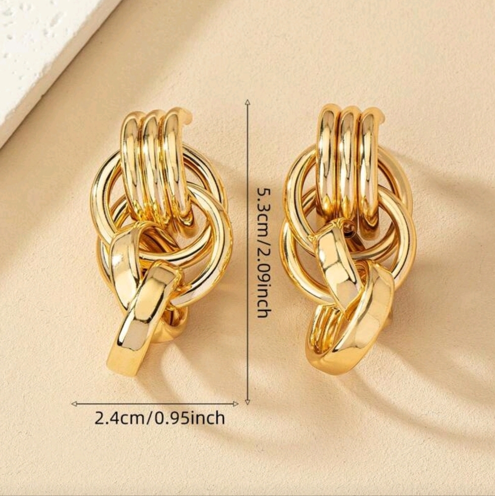 Large hanging drop hoop earrings; lightweight; nwot - Picture 7 of 8
